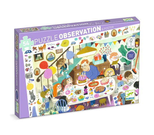 PUZZLE OBSERVATION Djeco -La festa di compleanno- 4+